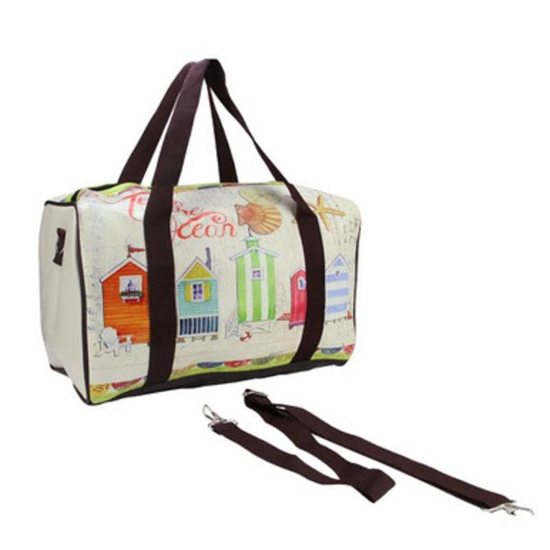 16 Vintage-Style Beach House Theme Travel Bag with Handles and Crossbody Strap