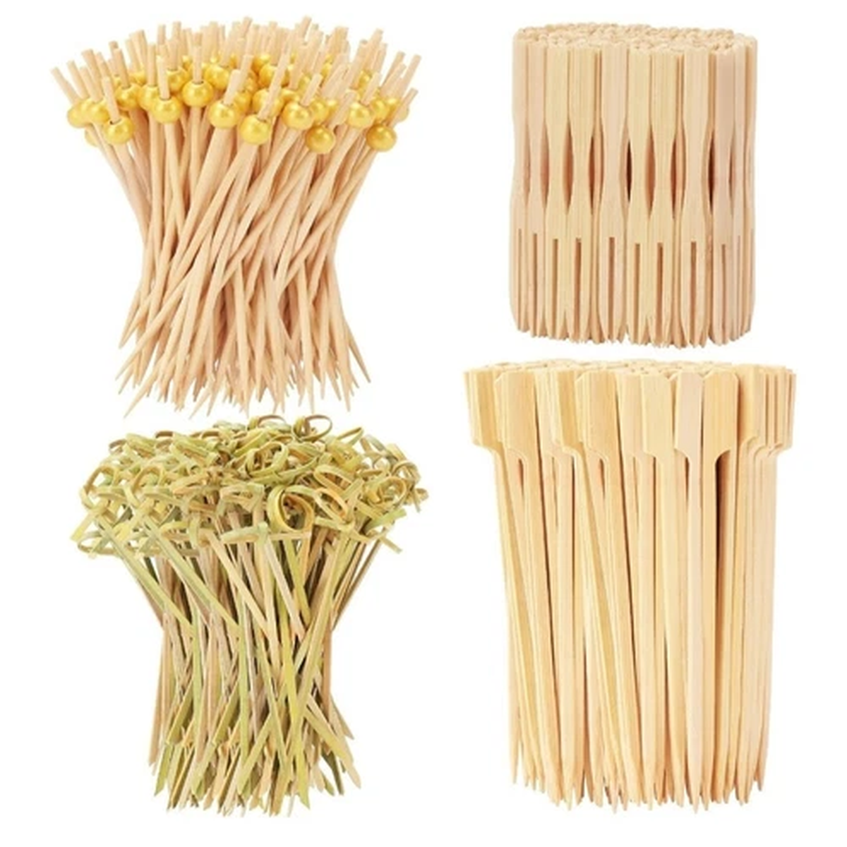 500PCS Cocktail Picks Kit 4 Styles Fancy Toothpicks for Appetizers 3 Sizes Long