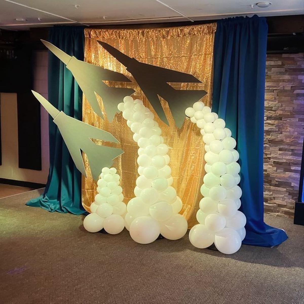 Customize Plane Board with Balloon White Pillar/Column/Tower Aircraft-Themed Decor  Soar Into Celeb