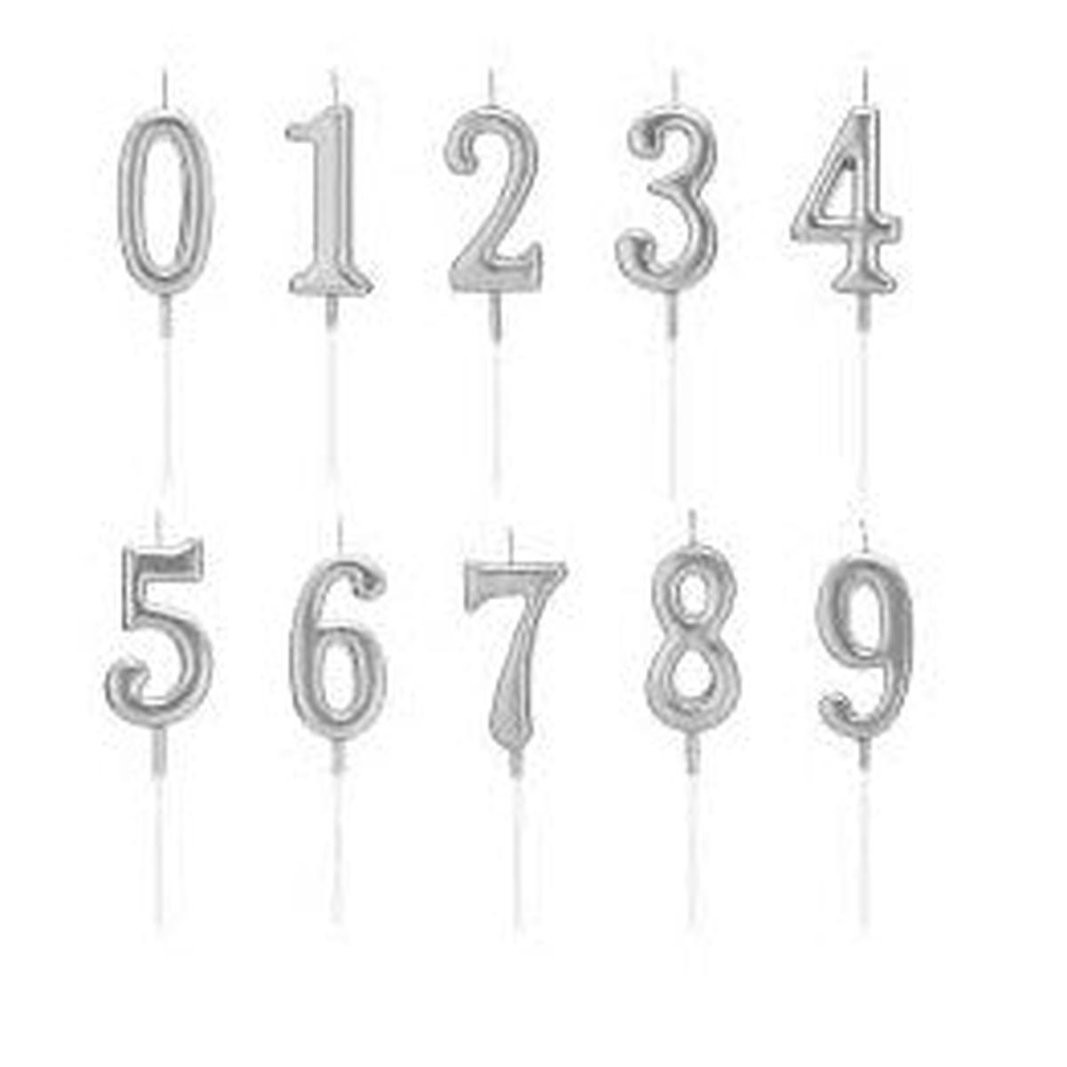 Glitter Silver Numbered Candles