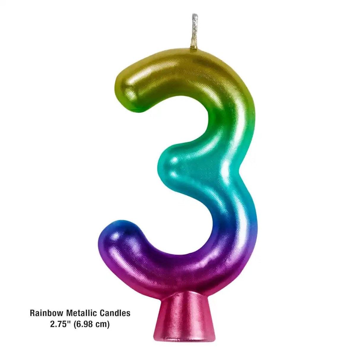 Metallic Rainbow Number Candle 3