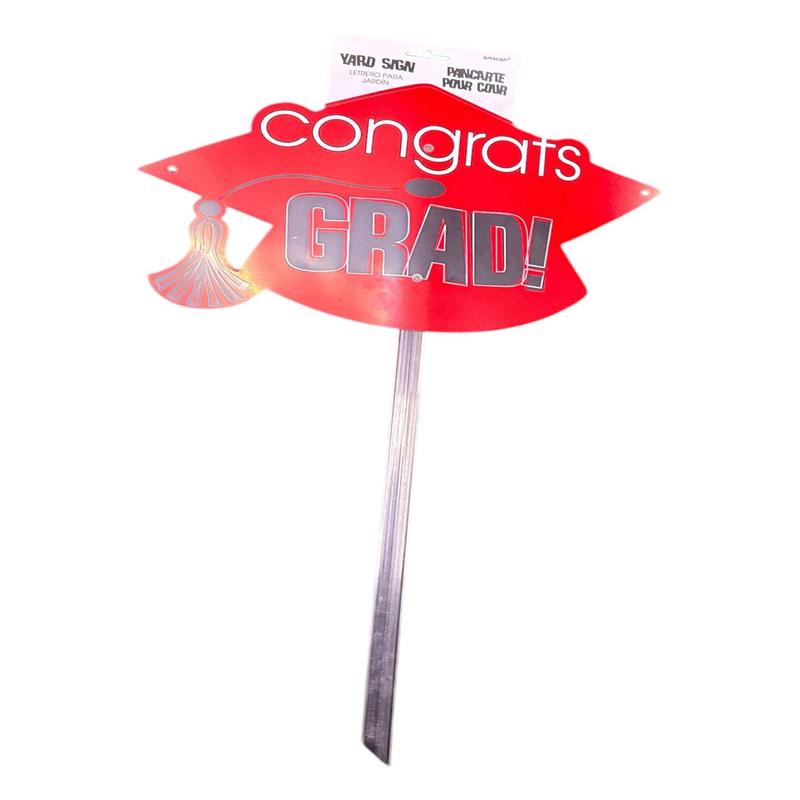 Yard Sign – Congrats Grad Red – Amscan