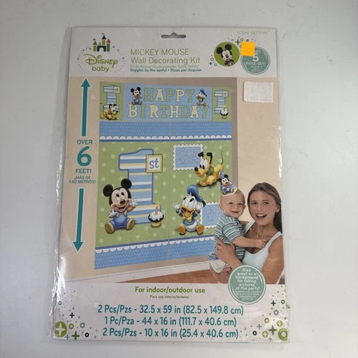 Disney Baby Mickey Mouse 1st Birthday Wall Banner Scene Setter 5pc Over 6ft