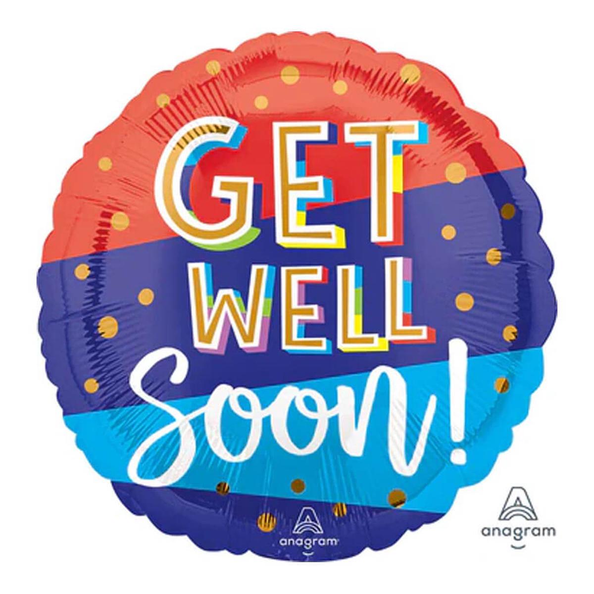 Get Well Bouncy Type Foil Balloon 18in