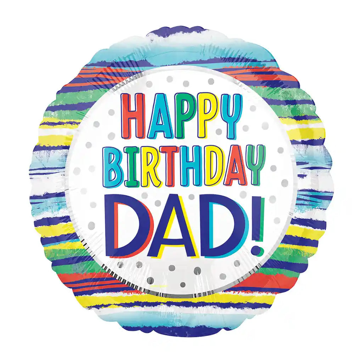 Happy Birthday Dad Painted Stripes Foil Balloon 18in