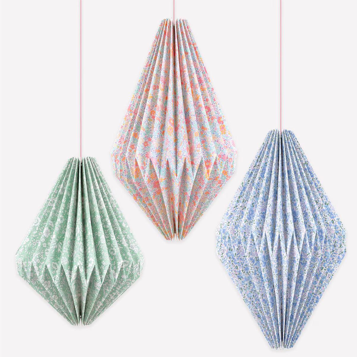 Meri Meri x Liberty Origami Lantern Decorations (x3)