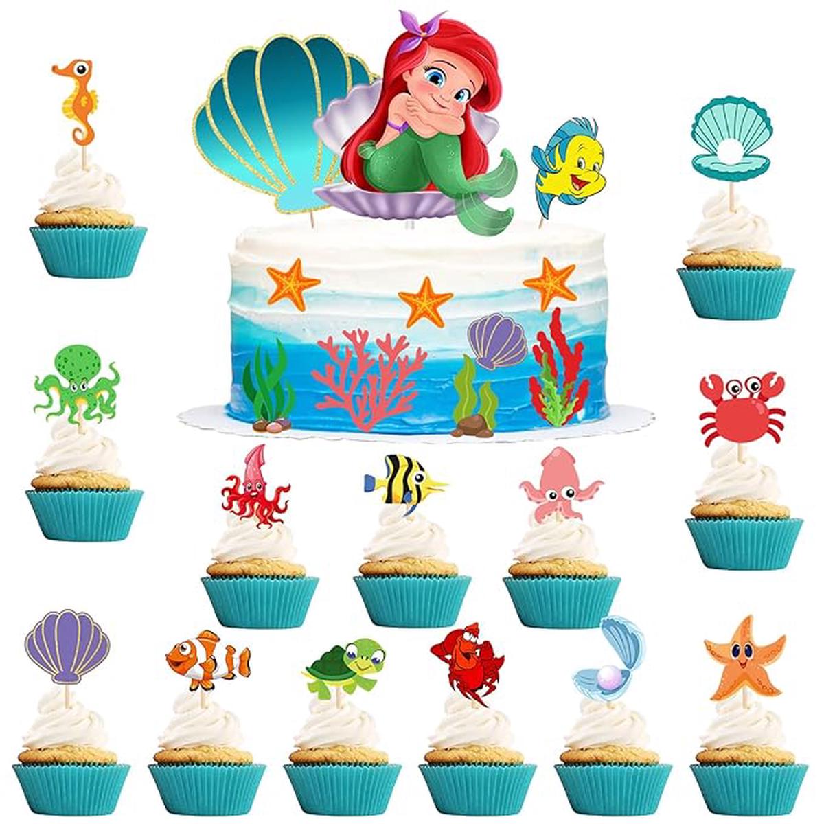 Mermaid Cake Topper – Set Of 24Pcs