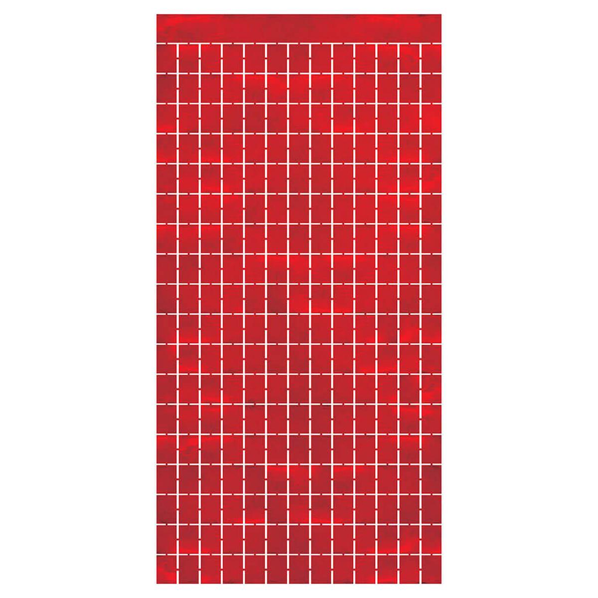 Metallic Square Curtain 6.5ft, Red