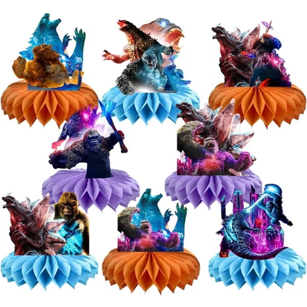 PPGOYD 8Pcs Monster Honeycomb Table Centerpiece, Monster Birthday Party