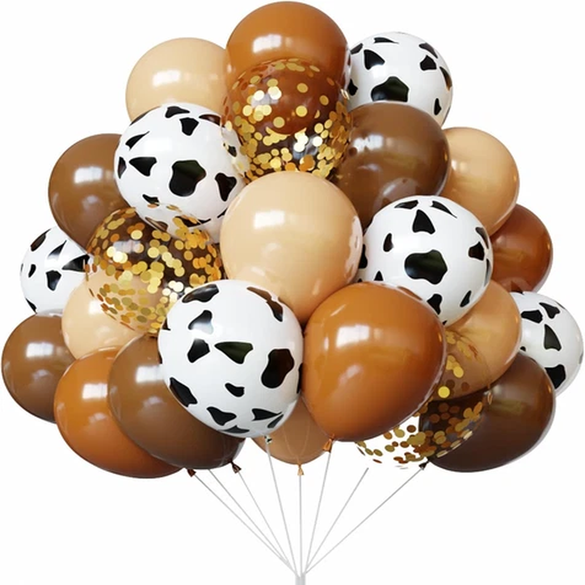 Brown and Cow Print Balloons, 67Pcs 12 Inch Cowboy Balloon, Brown Western Balloo