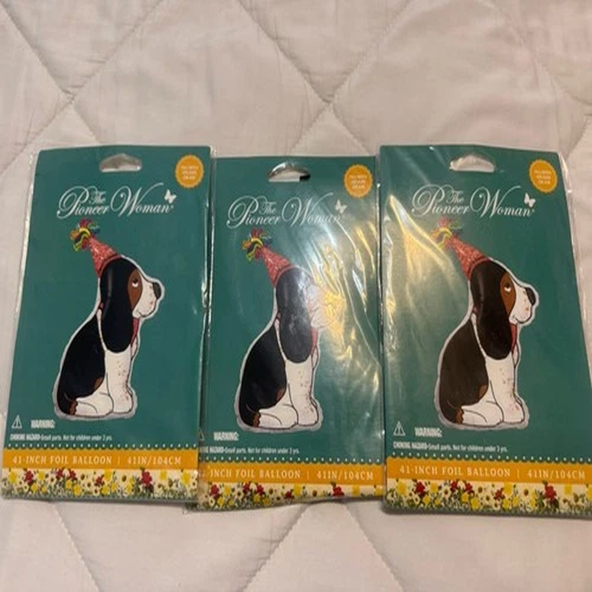 The Pioneer Woman 41 Foil Party Birthday Balloon Charlie Basset Hound Dog X3