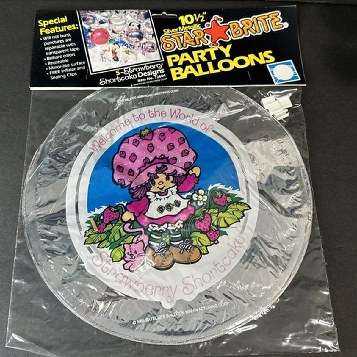 Vtg 1981 American Greetings Strawberry Shortcake Metallic Star Brite Balloons x5