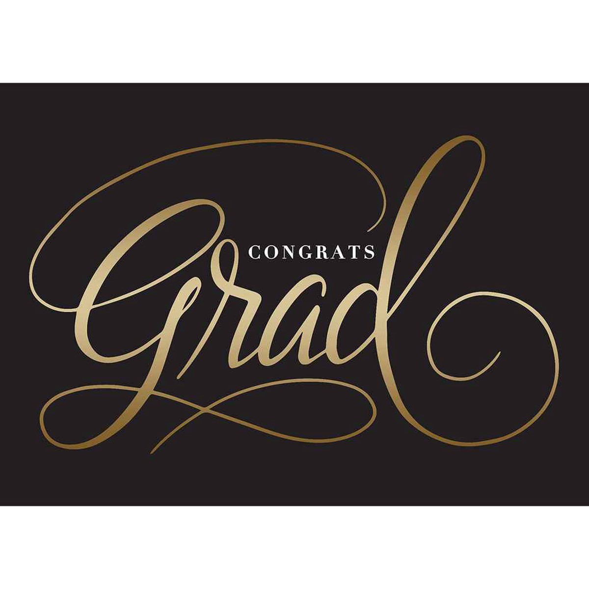 Black Background Gold Grad Greeting Card