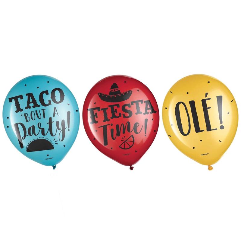 Fiesta 12″ Printed Latex Balloons 15ct – Amscan