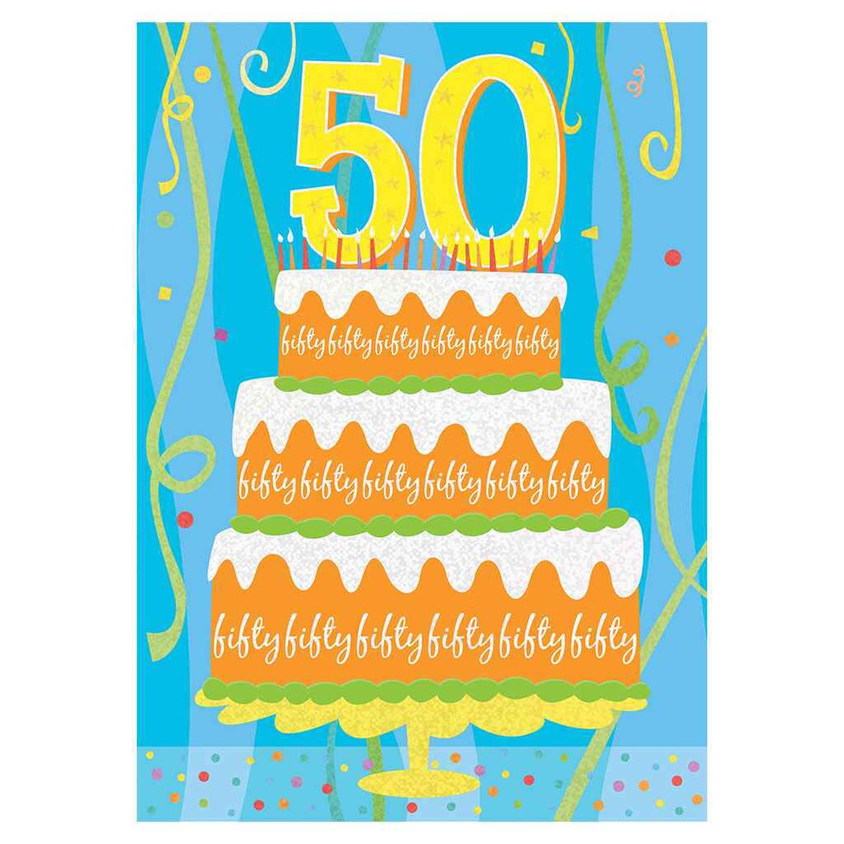 50 Birthday Cake Greeting Card