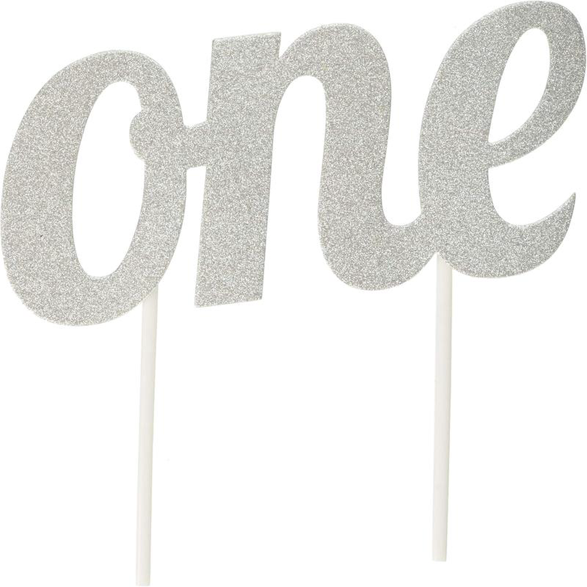 Cake Topper 8220One8221 Glitter Silver (x1u)