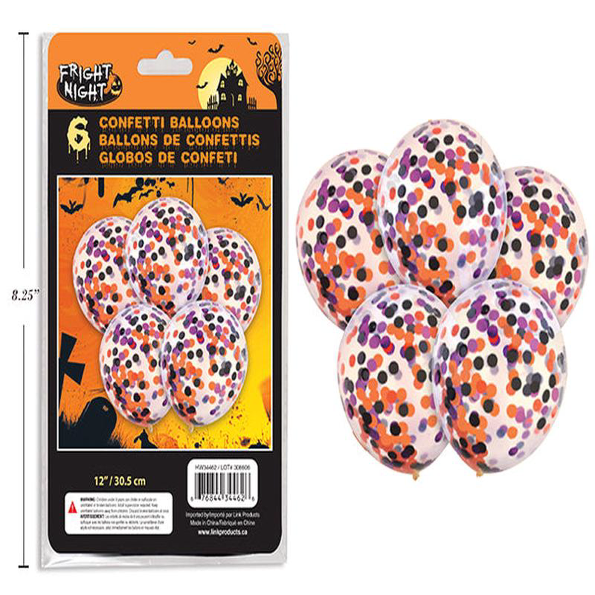 Paquete de 6 Globos de Confeti de Halloween (12) 8211 Bolsa Plstica con Insert