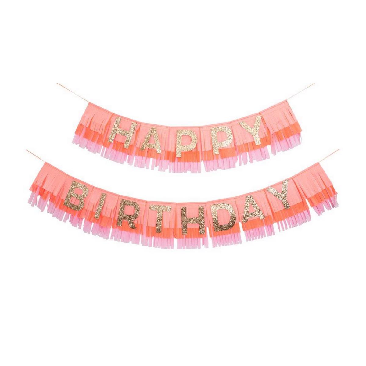 Pink Happy Birthday Fringe Garland