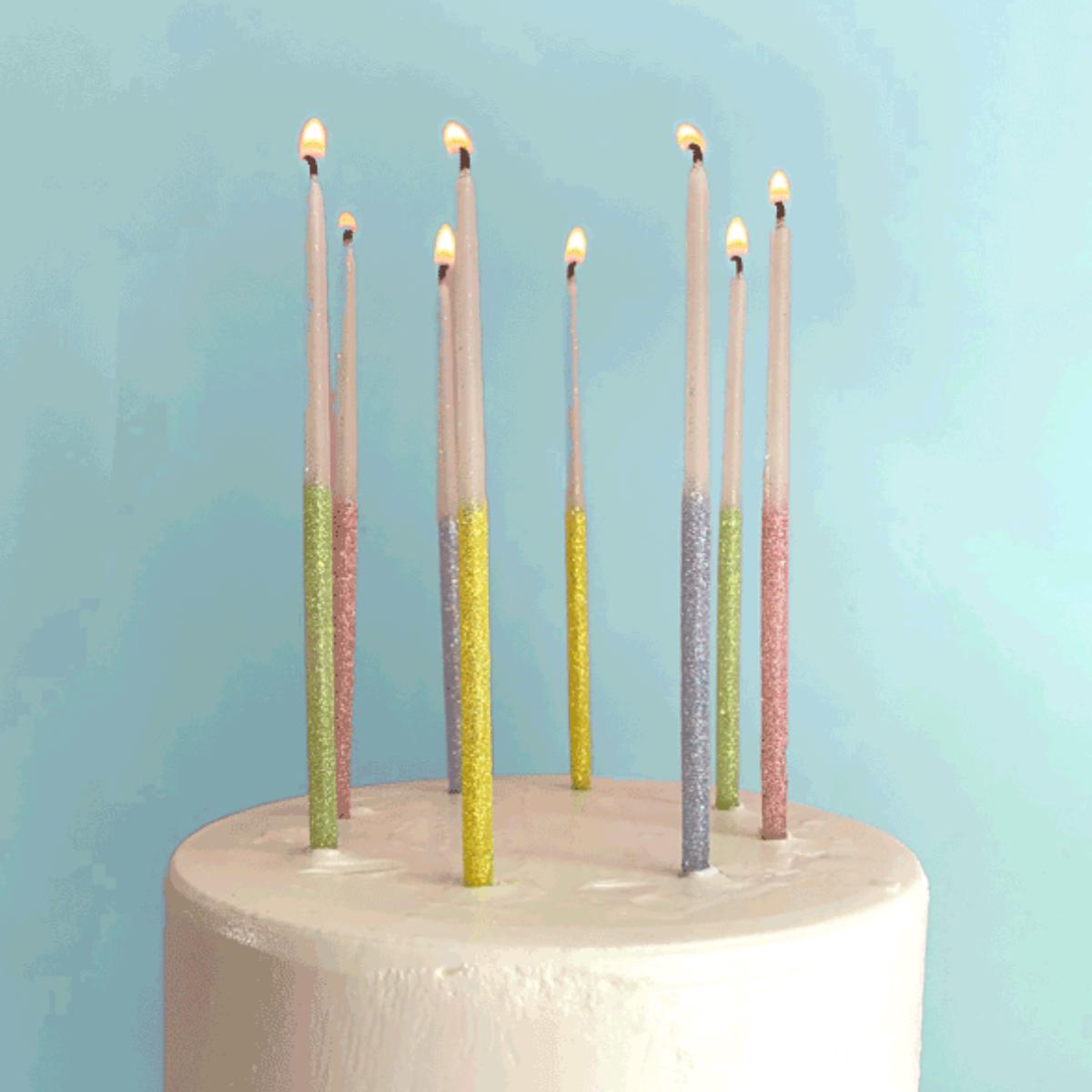 Single Glitter Beeswax Candles -6″