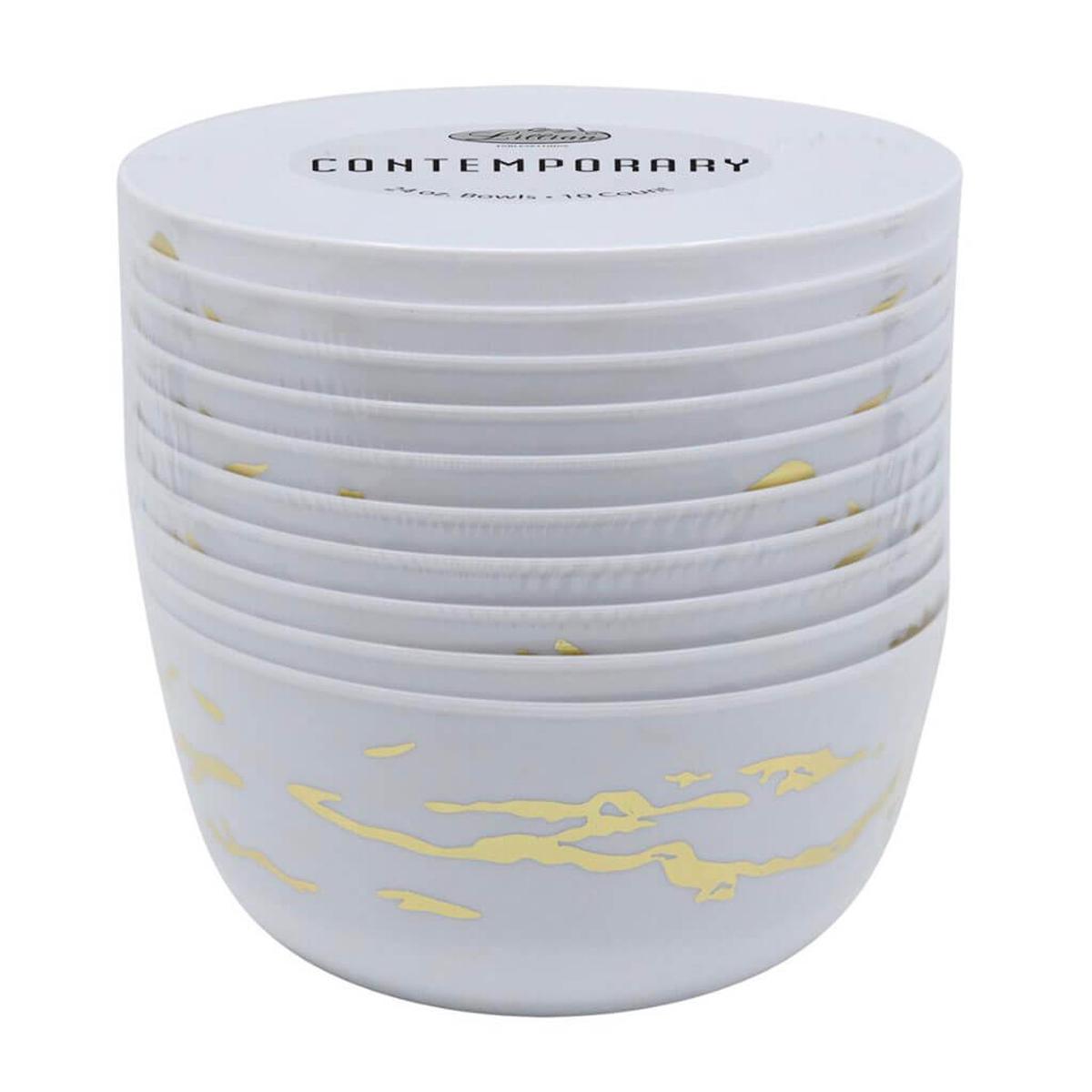 Gold on White Marble Bowl 24oz 10ct