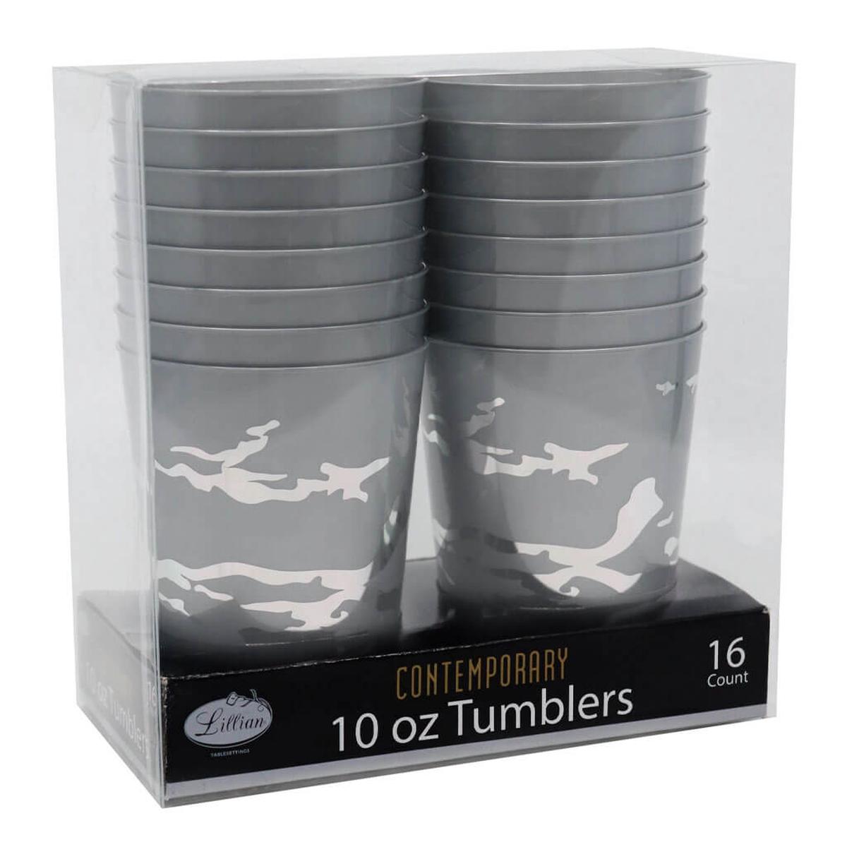Silver On Silver Marble Tumbler 10oz 16ct
