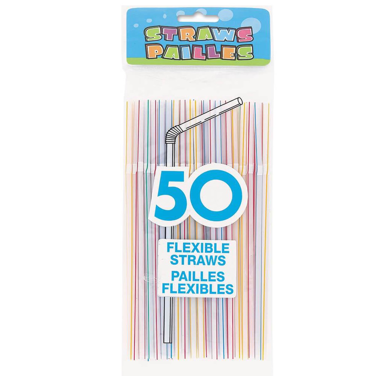 Flex Straws 50ct Striped