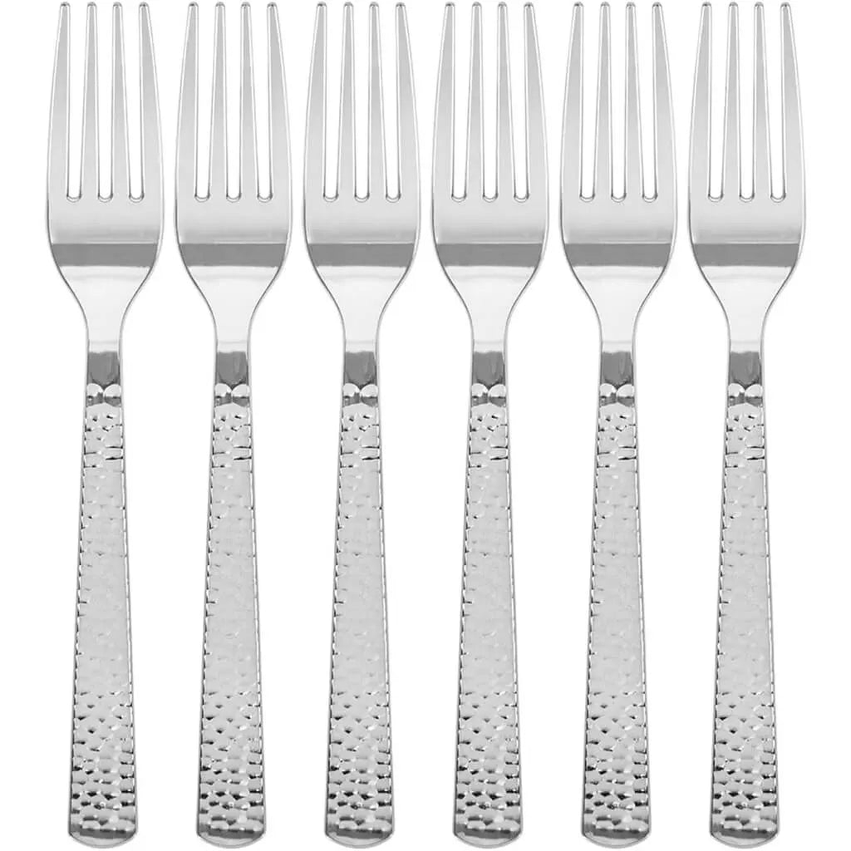 Hammered Silver Plastic Fork 24ct
