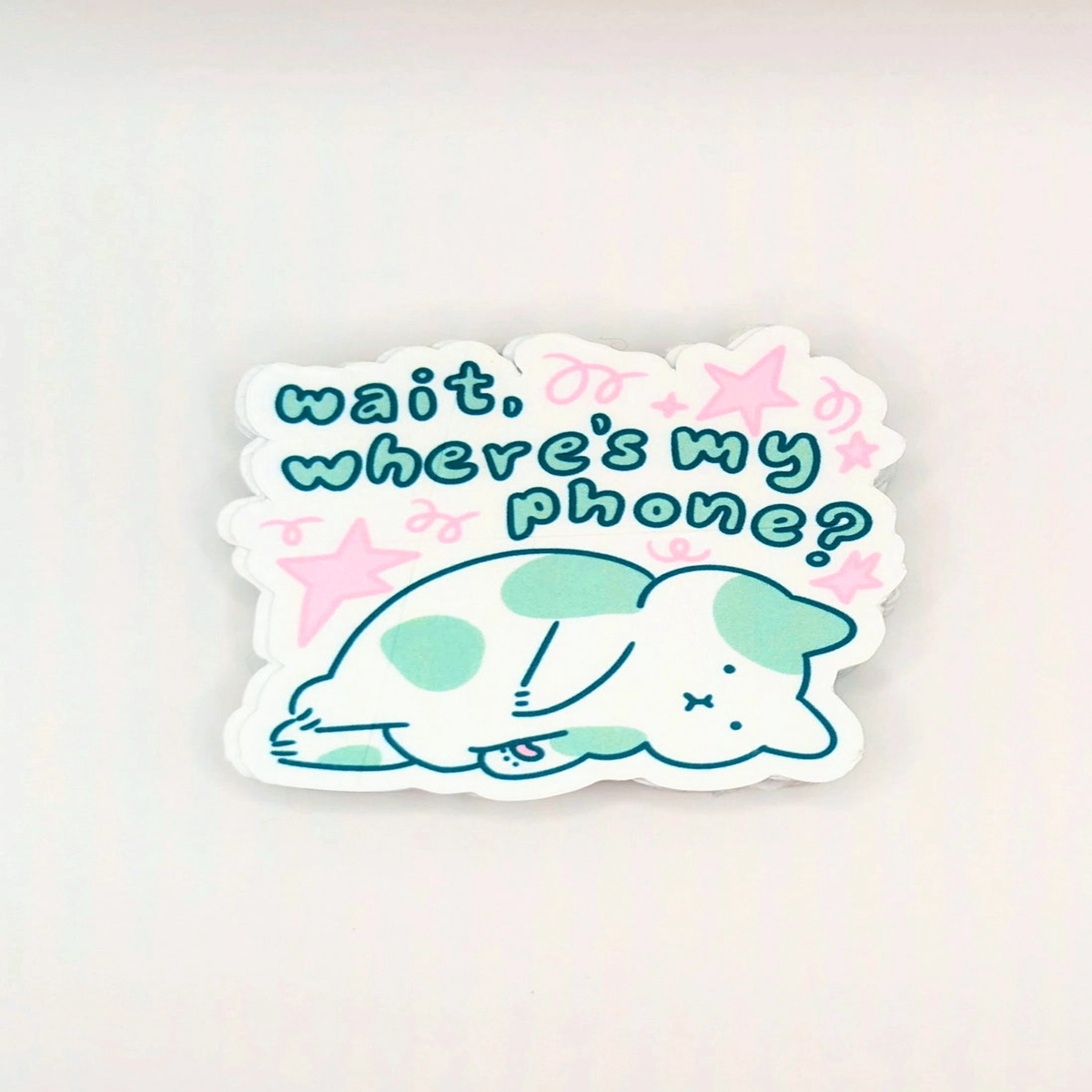 lauradzeng - "Wait, Where's My Phone?" Cat Vinyl Sticker