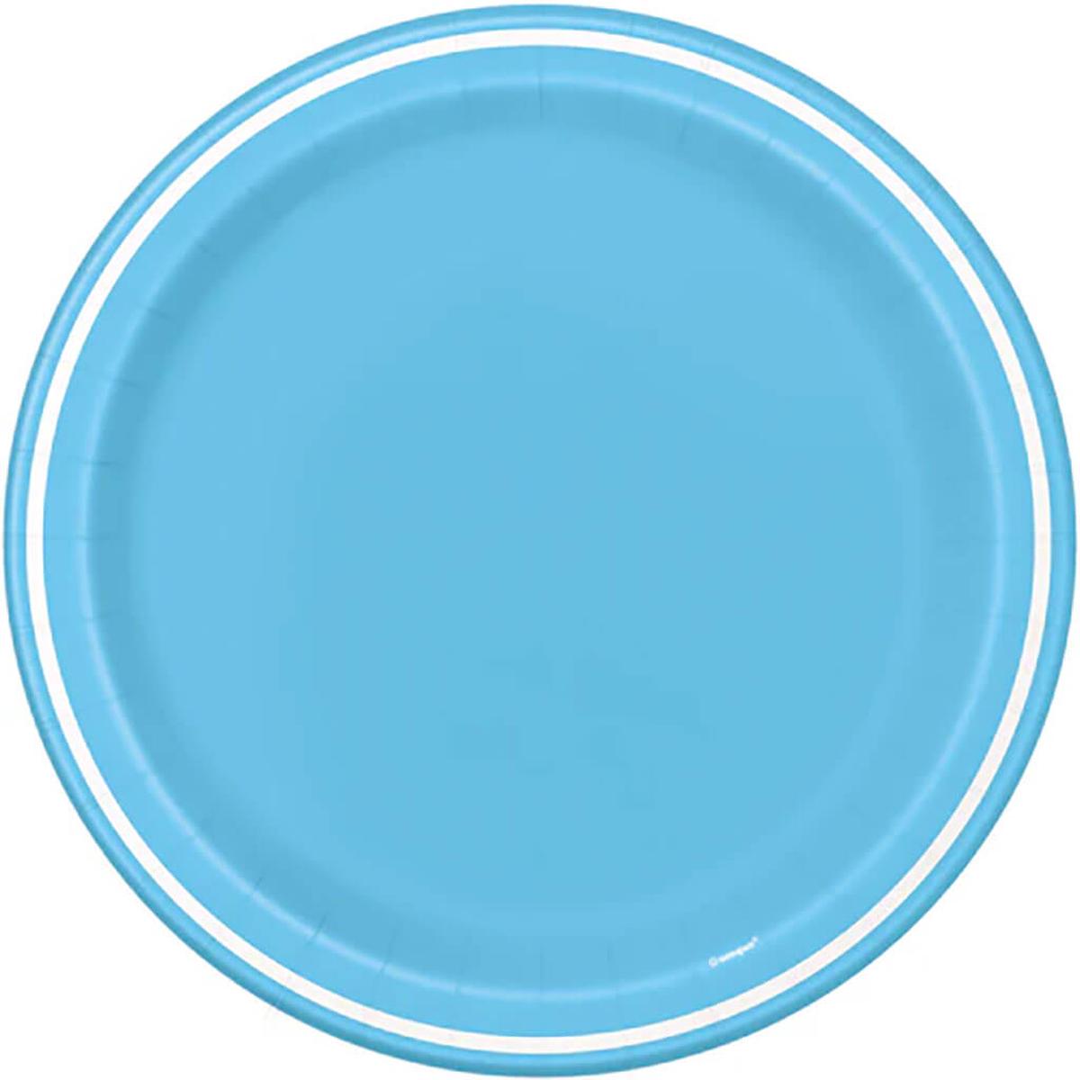 Powder Blue Striped Dinner Plates 9in 8ct