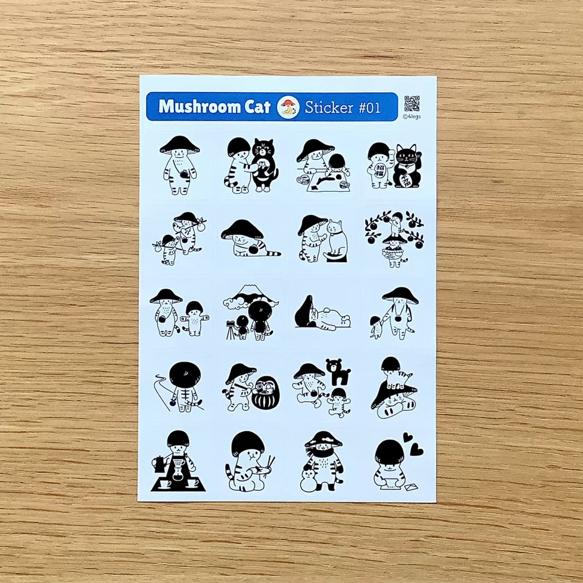 4legs Sticker Sheet - Mushroom Cat #01
