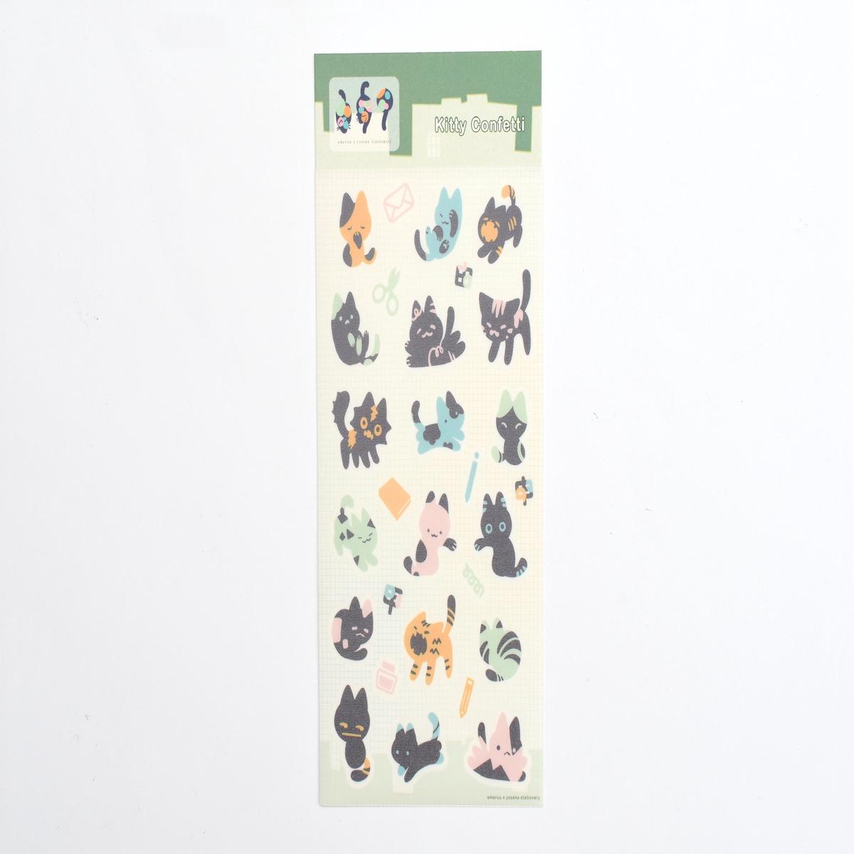 ameruu x Yoseka Stationery - Sticker Sheet - Kitty Confetti