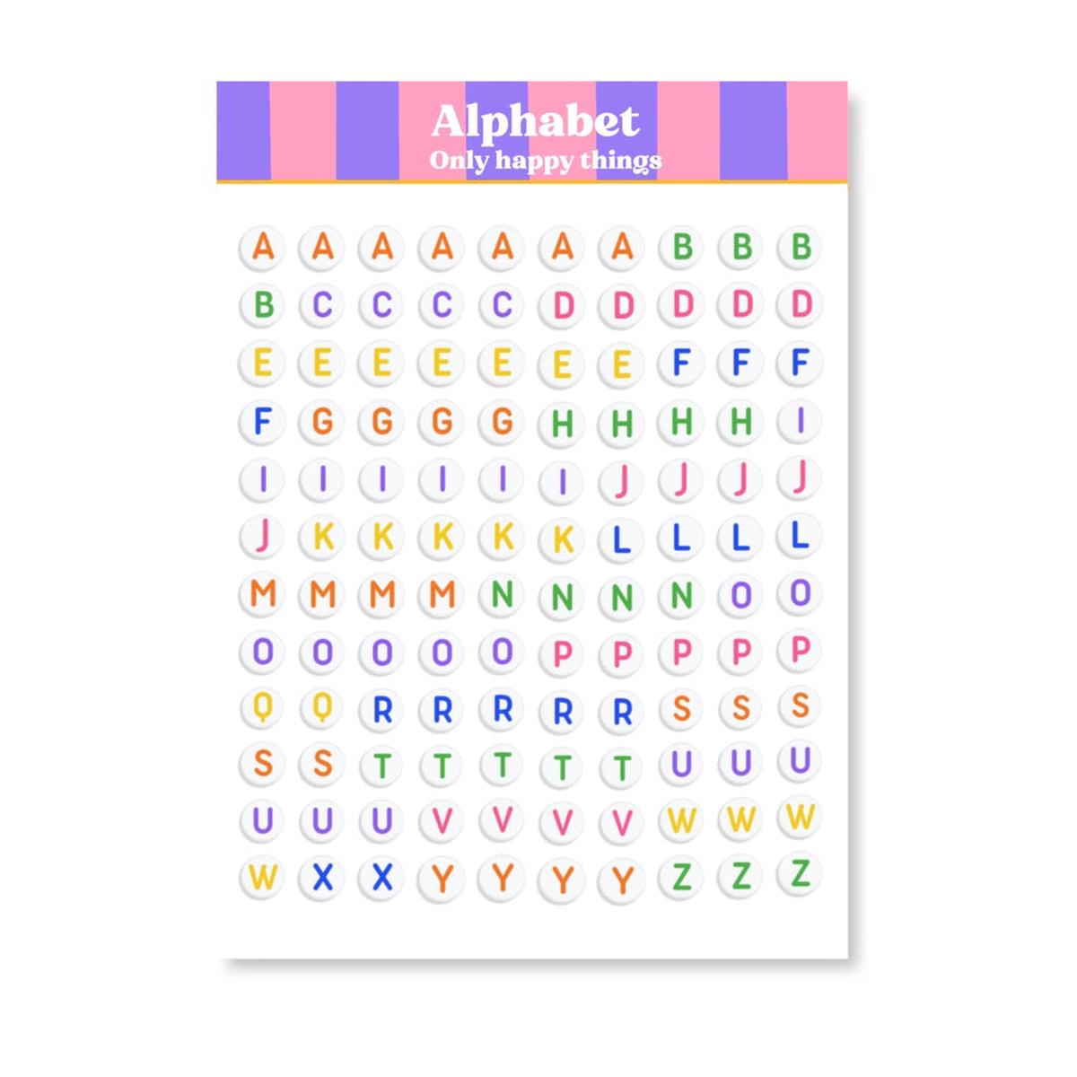 Alphabet A6 Sticker Sheet