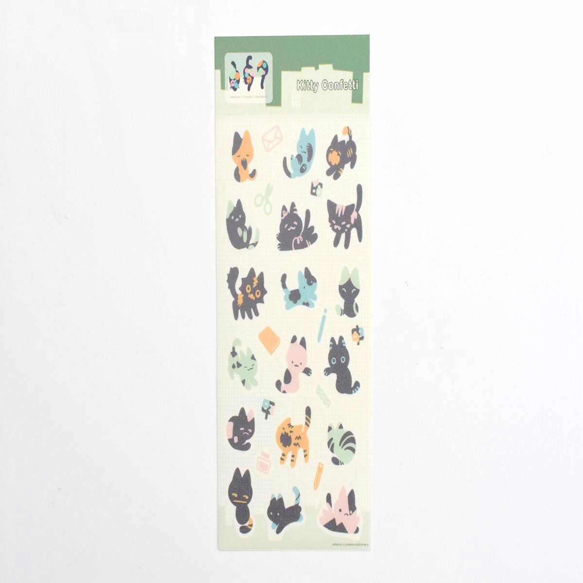 ameruu x Yoseka Stationery 8211 Sticker Sheet 8211 Kitty Confetti
