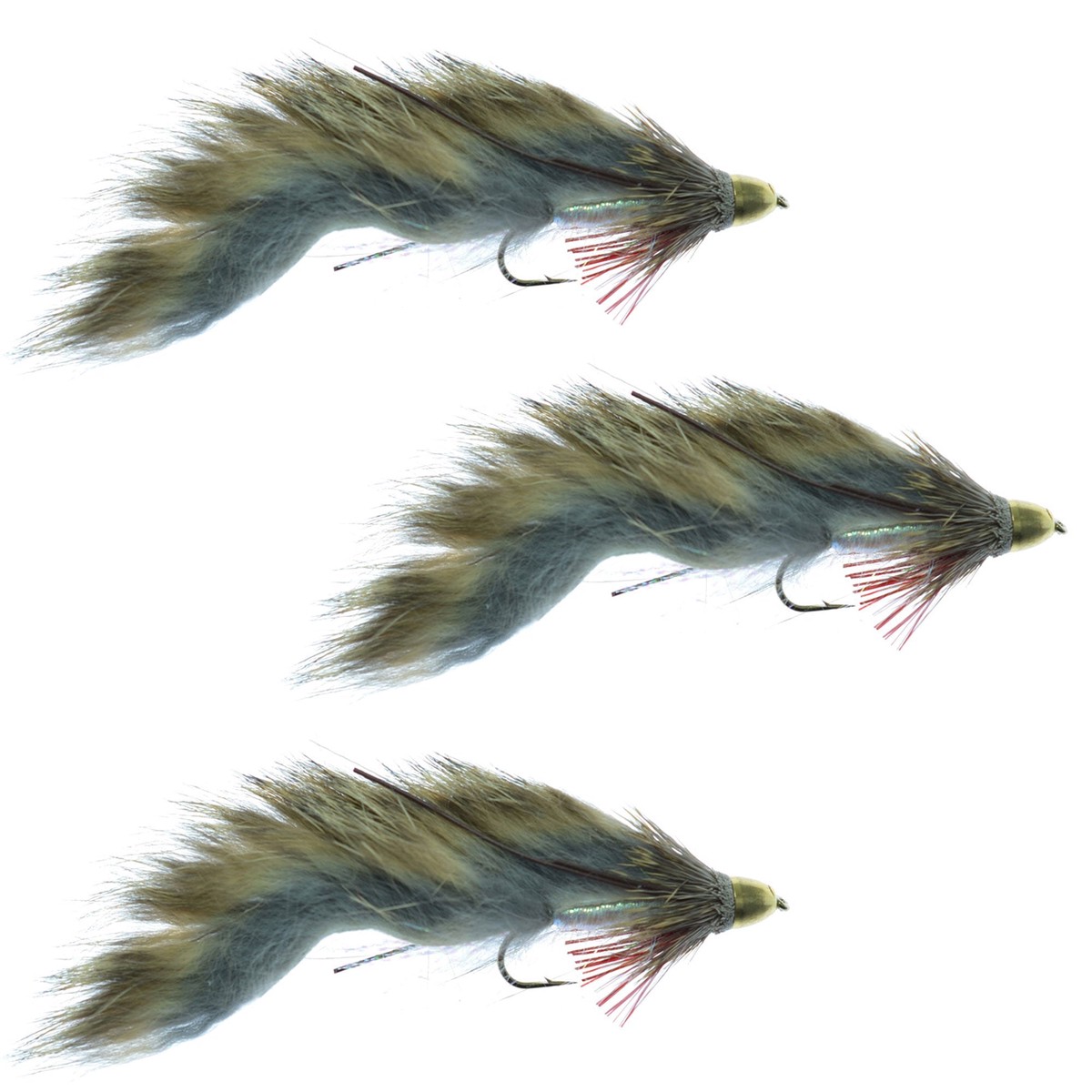 The Fly Fishing Place 3 Pack ConeHead Zuddler Trout and Bass Streamer Fly -Lunchables - Natural - Hook Size 4