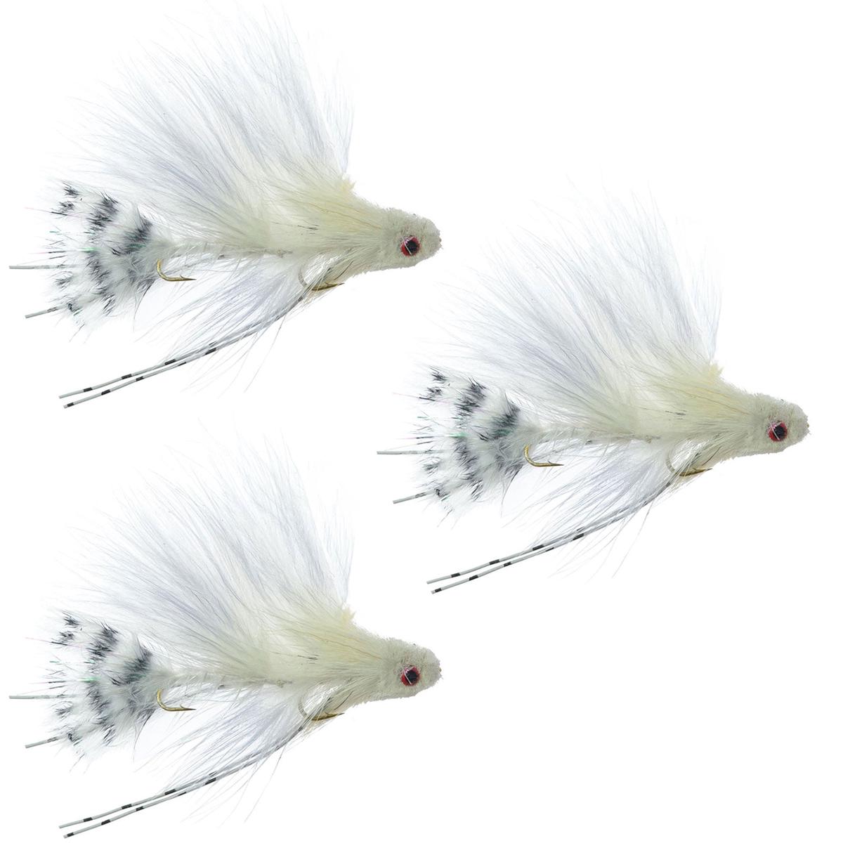 The Fly Fishing Place 3 Pack Mini Sex Dungeon Streamer White - Size 6 - Articulated Trout Bass Steelhead Salmon and Bass Fly Fishing Flies