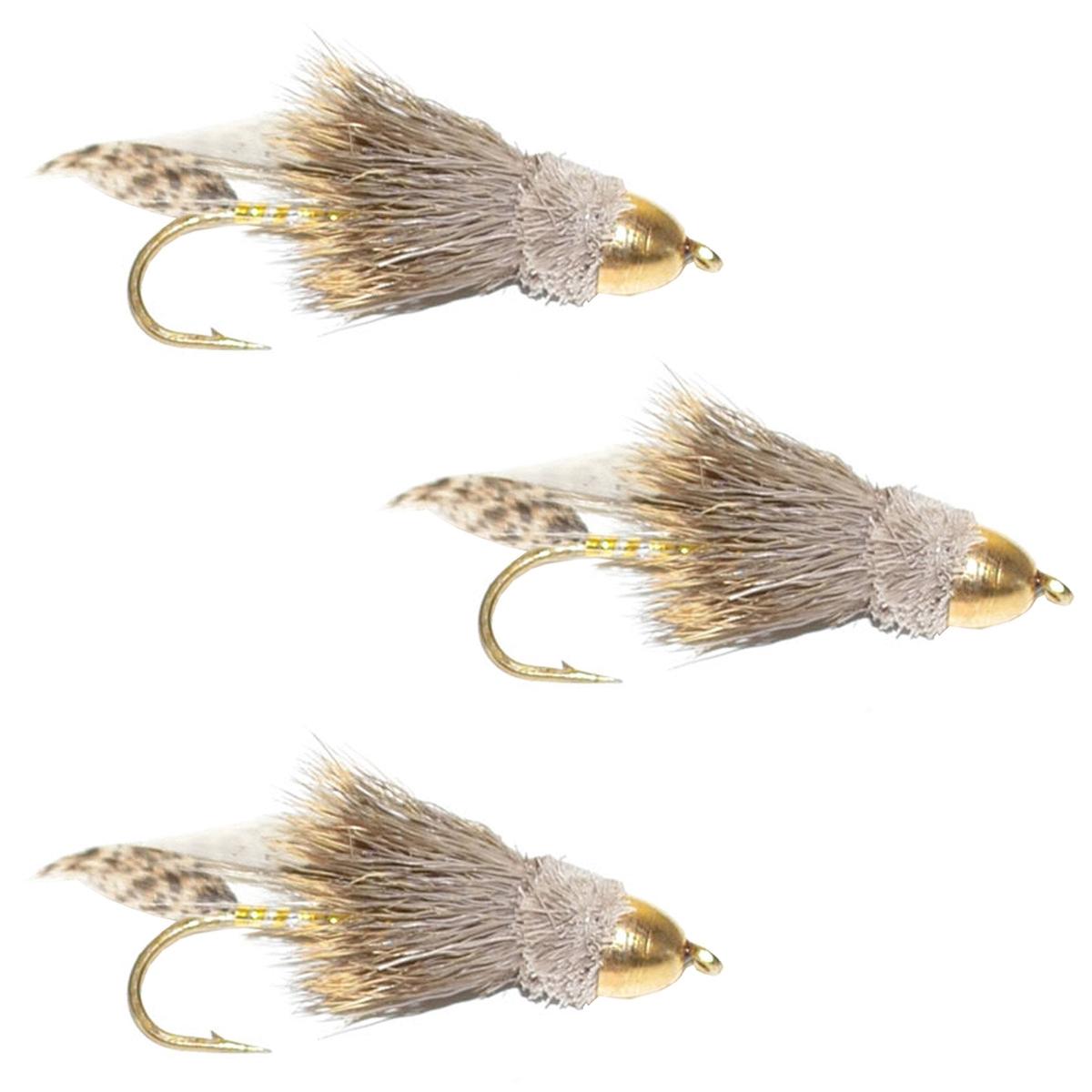 The Fly Fishing Place 3 Pack Cone Head Muddler Minnow Trout and Bass Streamer Fly - Hook Size 8