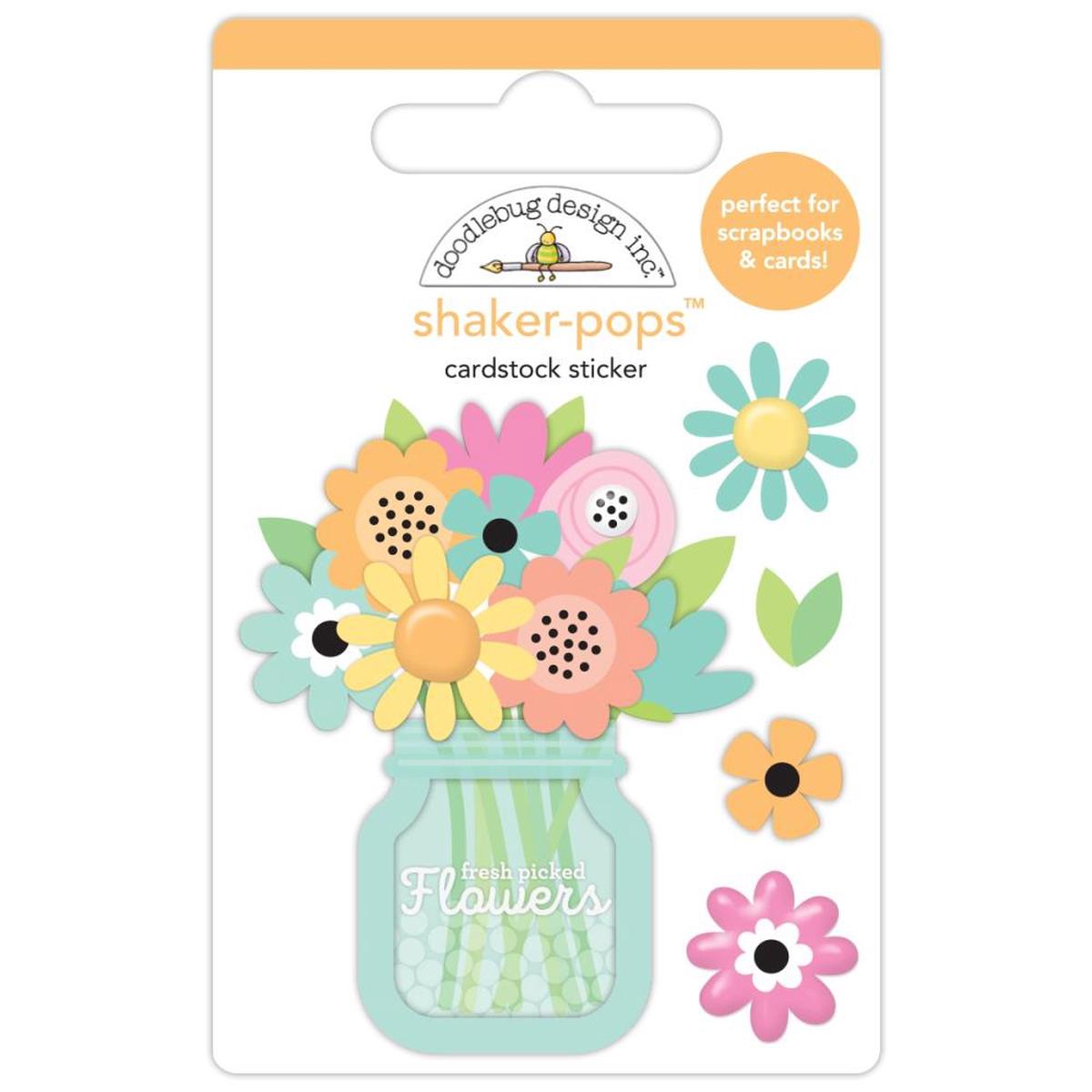 Doodlebug Doodle-Pops 3D Stickers Spring Bouquet Shaker, Butterfly Kisses