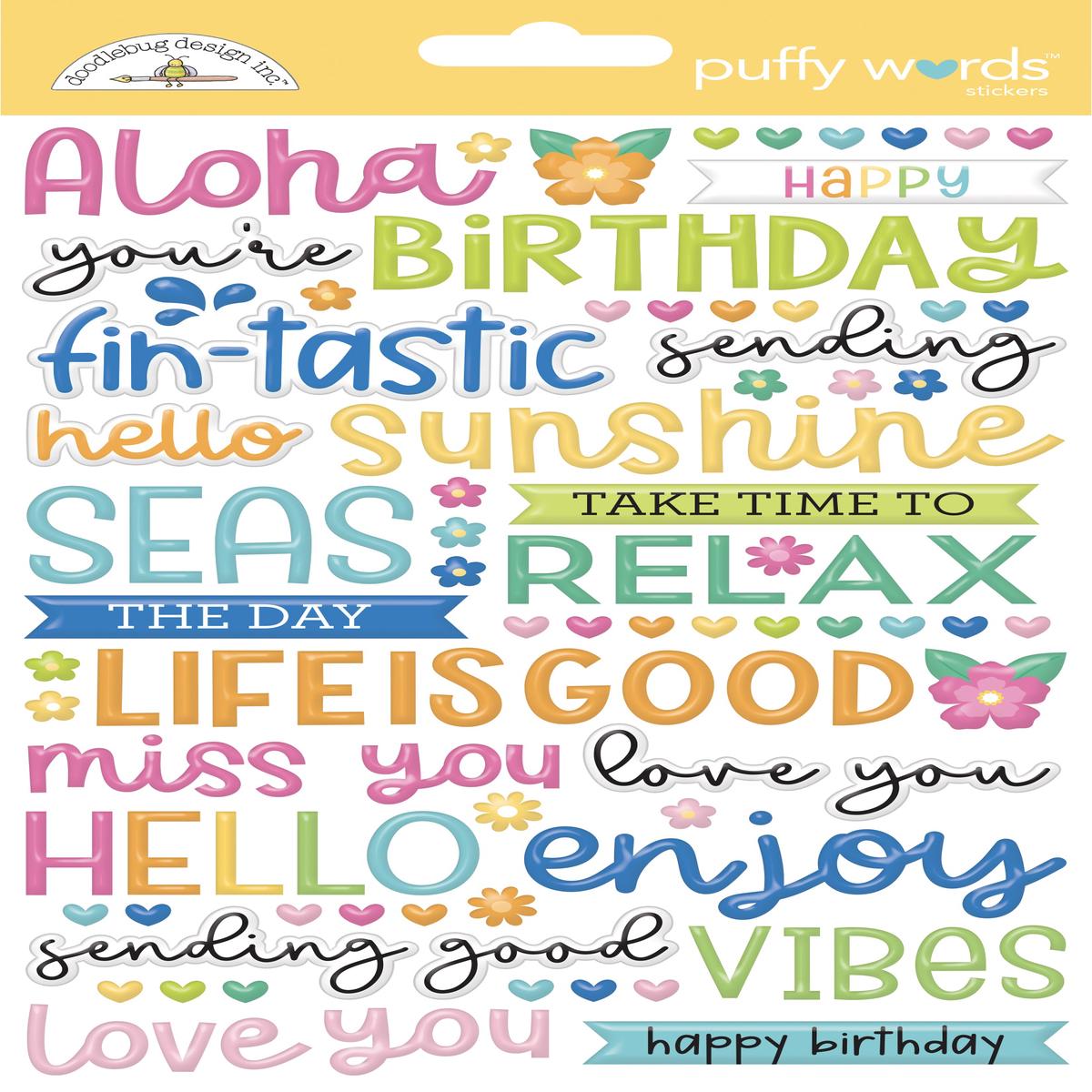 Doodlebug SUMMER FUN Puffy Words Stickers 124pc