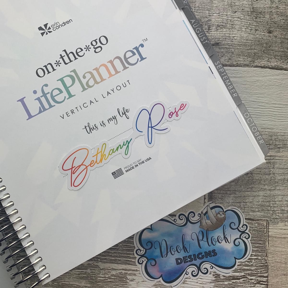 Personalised name stickers for planners (Matte or Gloss, 28 different colours) 0013-Signature