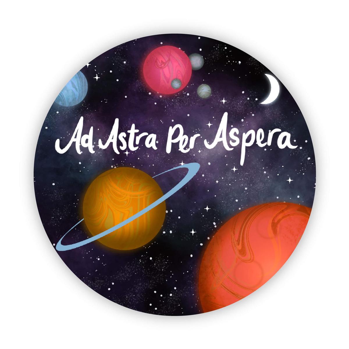 "Ad Astra Per Aspera" Planet Sticker