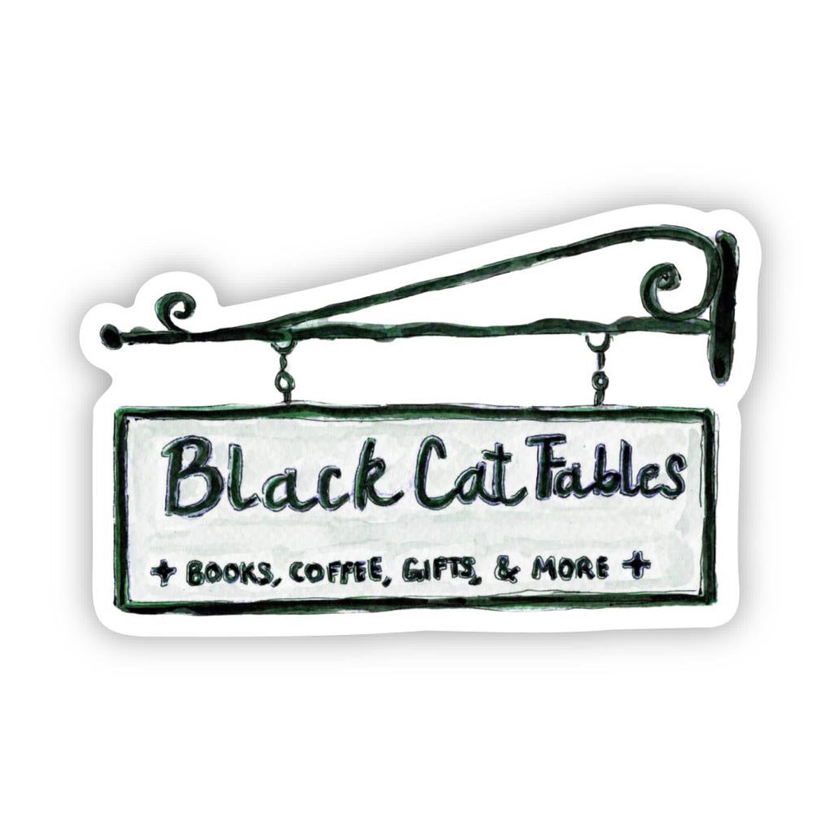 "Black Cat Fables Sign" Sticker